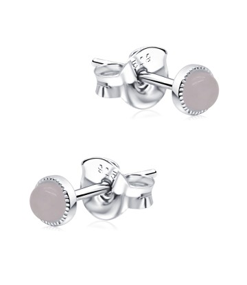 Rose Quartz Stone Silver Ear Stud STS-5336